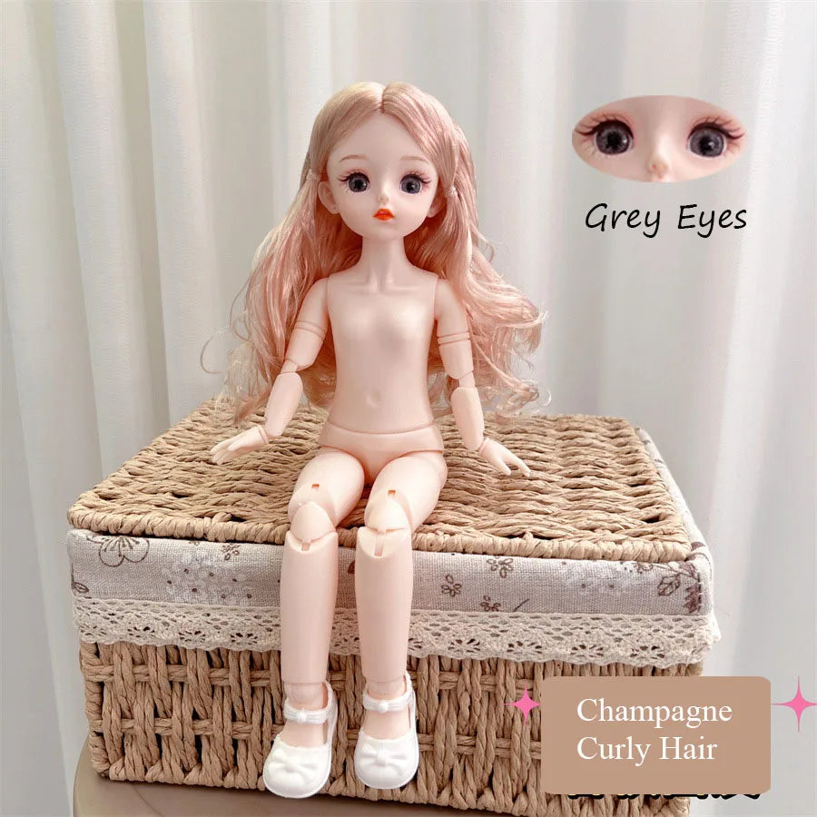 BJD Doll Nude Haploid Multiple Removable Joints 30cm 1/6 3D Grey Green Purple Blue Attractive Eyes Doll Girls Birthday Gift Toy