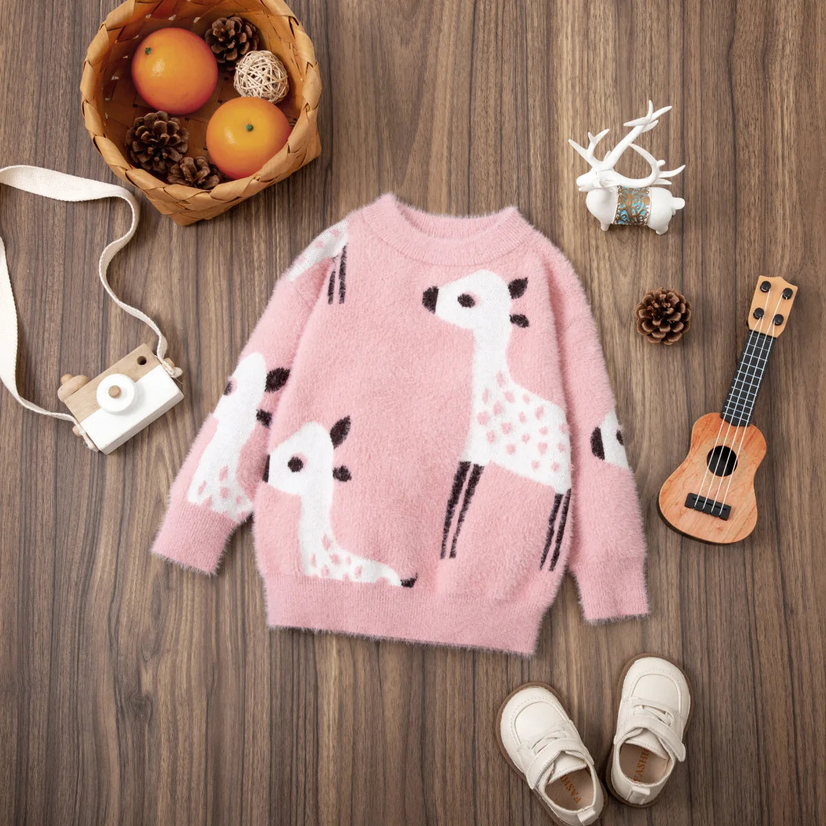 Neil Hairy Cartoon Deer Jacquard Sweater