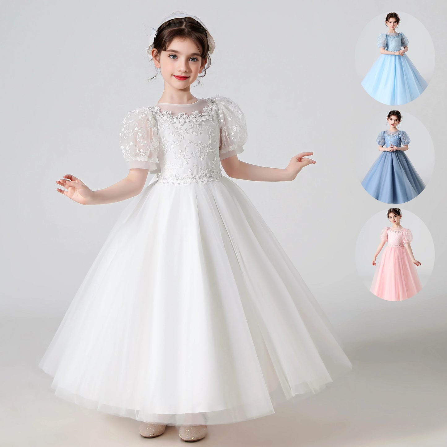 Baby Girls Party Dresses Elegant Kids Wedding Prom Gown Flower