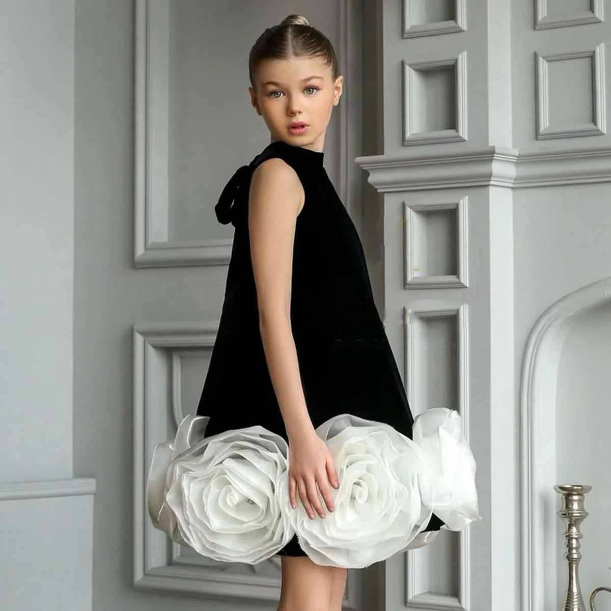 Fashion Baby Girl Princess 3D Flower Dress Infant Toddler Child Silk Vestido Wedding Party Dress
