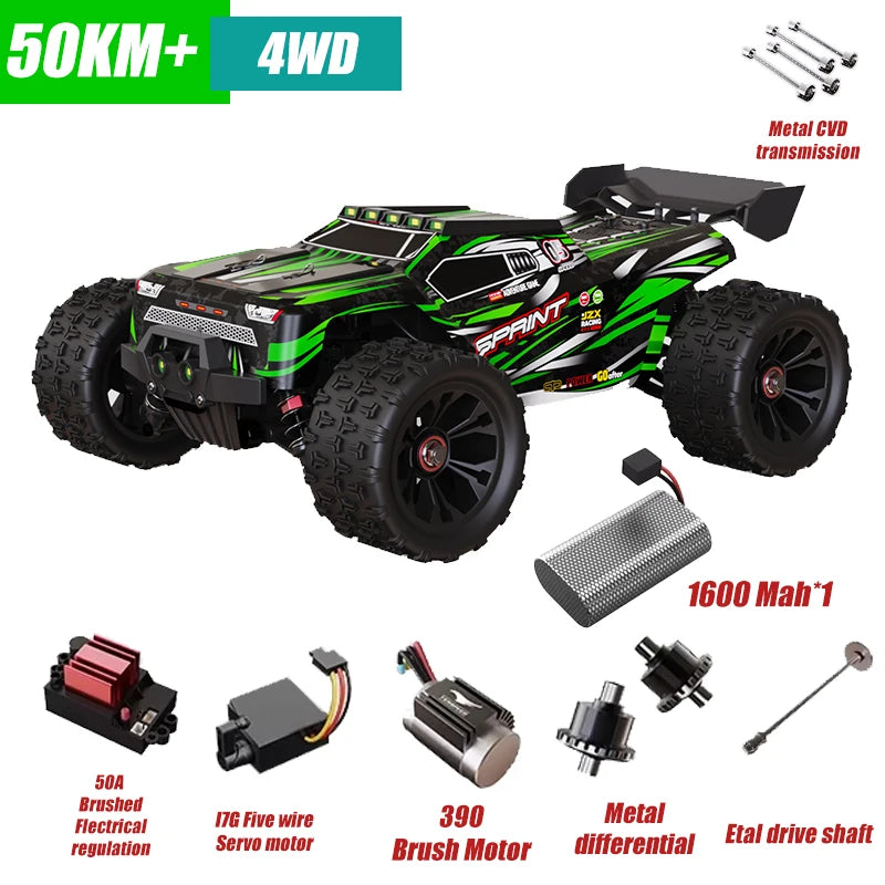 Rc Car Off Road 9255 High Speed 80KM/H Remote Control Car with LED Headlight Brushless 4WD 1/14 Monster Truck Toys for Boys Gift
