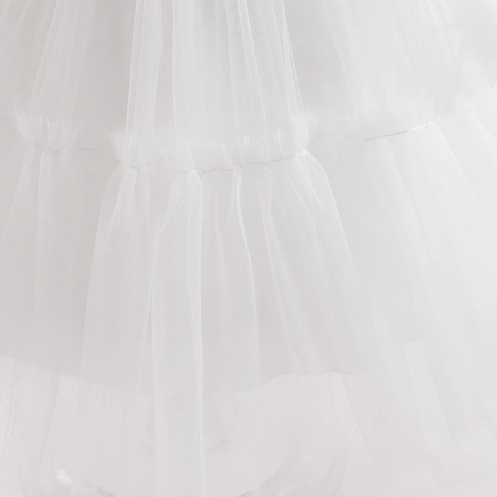 Summer Baptism Bridesmaids Party Baby Girls Dresses Tulle Trailing Wedding Birthday Princess Dress