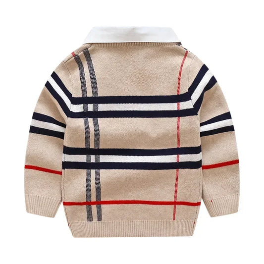 Lebron Jacquard Striped Pullover Knitted Sweater