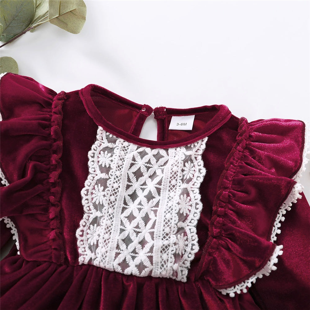 Party Skirt Baby Girl Long Sleeve Ruffle Satin Finish Dress