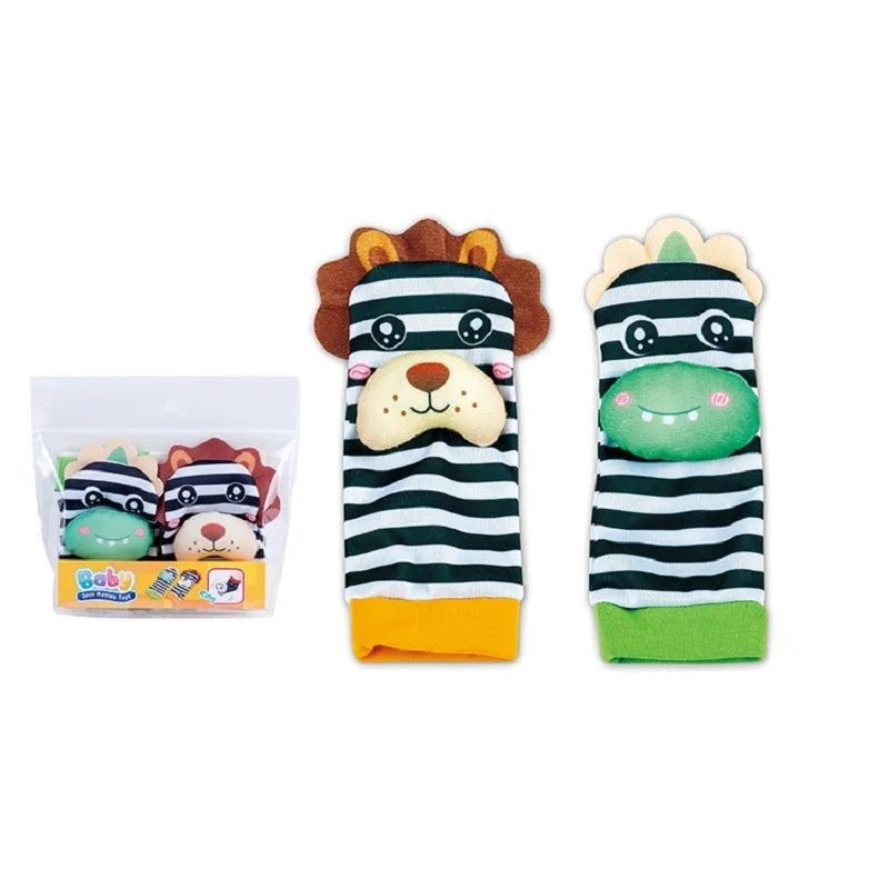 Baby Wrist Rattles Socks Newborn Animal Socks Infants Foot Finder 0-12 Months