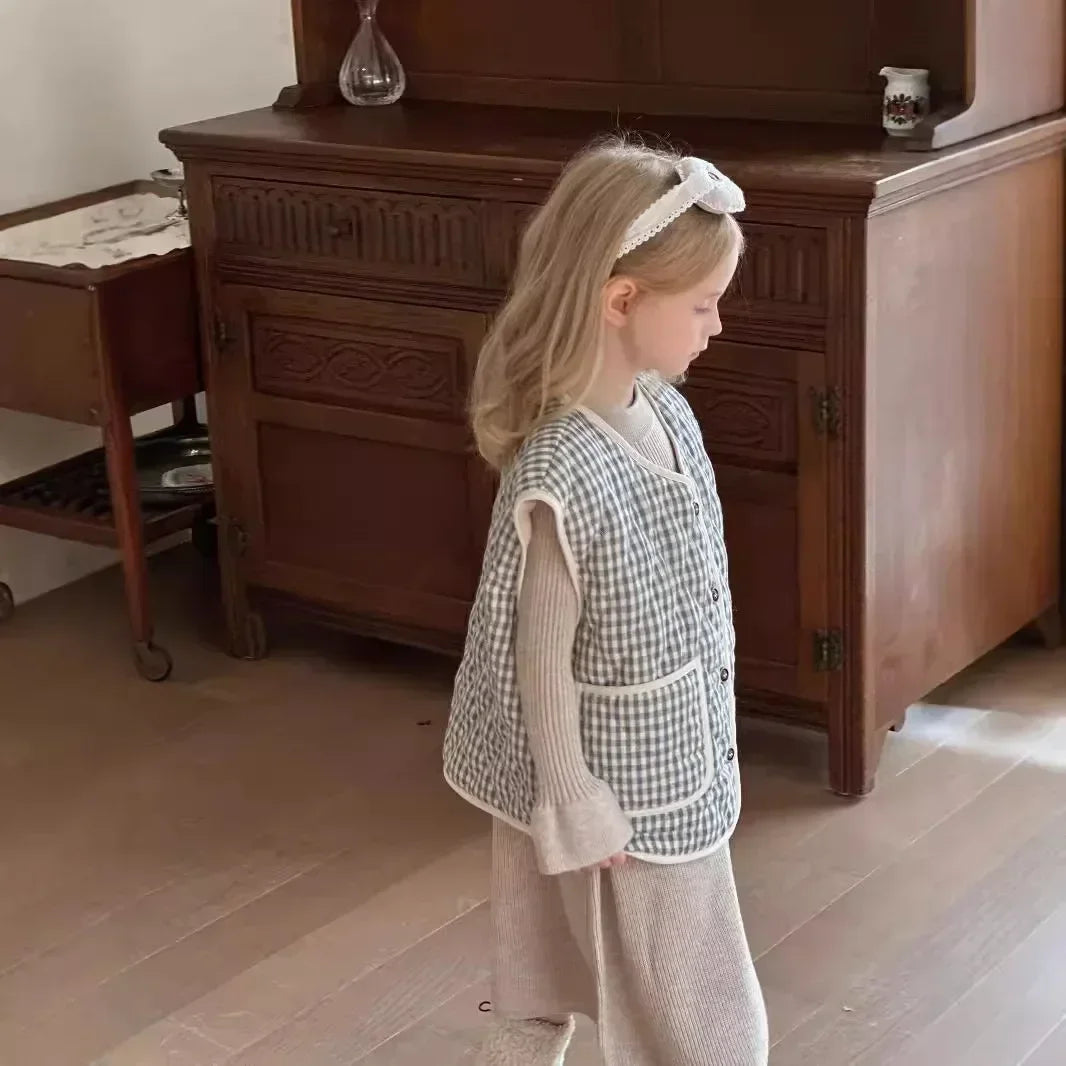 4950-1 Girls Dress 2024 Autumn and Winter New Korean Children's Solid Color Princess Dress