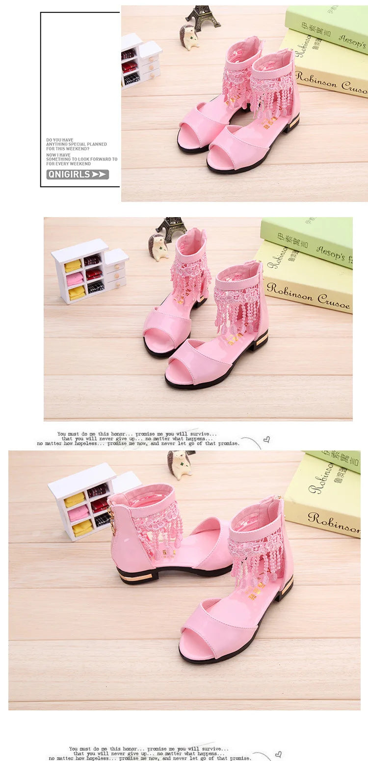 Girl Shoes Sandalias Kid Shoe Kid Sandal Summer New Fashion Girls Princess Shoe Soft Sole Roman Shoes Student Sandals for Girls