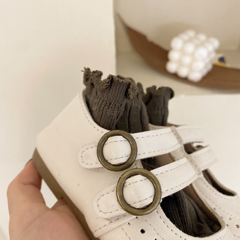 Girls Leather Shoes 2023 Spring Autumn New Versatile Children Retro Princess Shoes