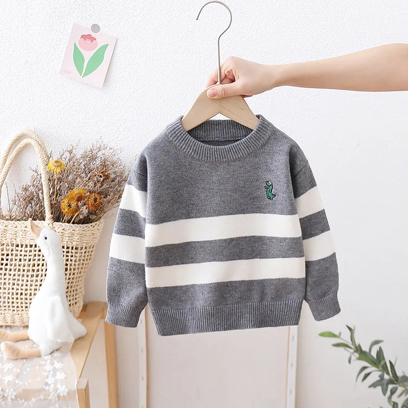 Fonsi Dinosaur Knitwear Stripe Sweater - GuGuTon baby store - Baby Fashion - Toddlers Outfits - Babies Outfits - Toddler Clothes - Kids Clothing - Newborn Clothes - Newborn Wear - Kids Wear - Trending Clothes - Trending Outfits - Fall Fashion - Winter Fashion - Girls Clothes - Boys Clothes - Babies Wear - Kids Accessories - KidsWear - Summer Clothes - Summer Fashion - Summer Trend - Falls Sweaters - Tops - Bottom - Jeans - Blouse - Dresses - Newborn Dresses - Toys