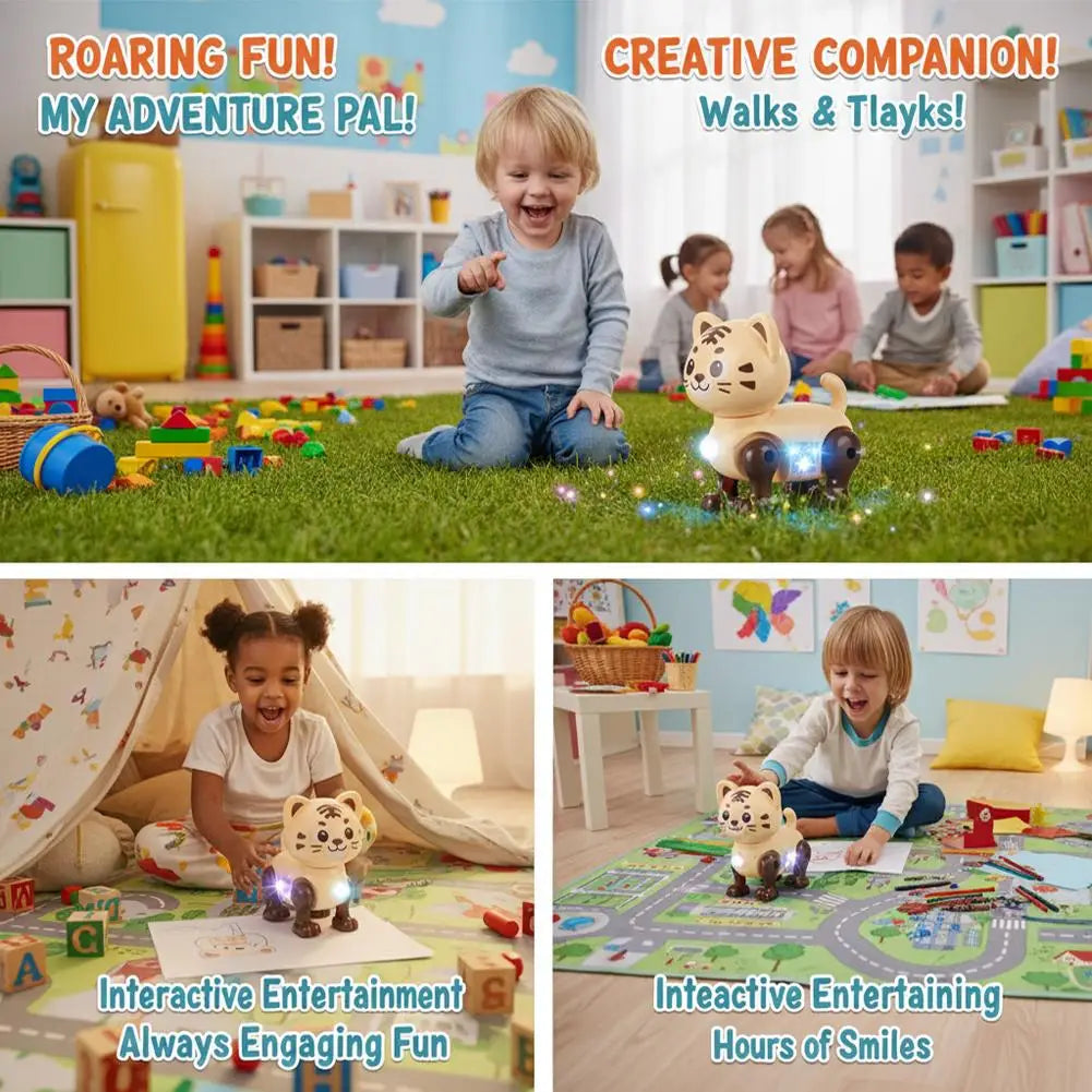 Children Electronic Pets Music Toy Cartoon Electric Vocal Toy Tiger Toys With Sound Flash Lighting Sing Dance for Girls Boy Gift