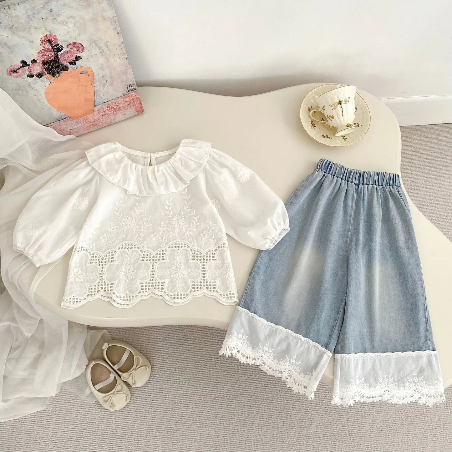 Valeria Long Sleeve Flower Shirts Cotton Tops
