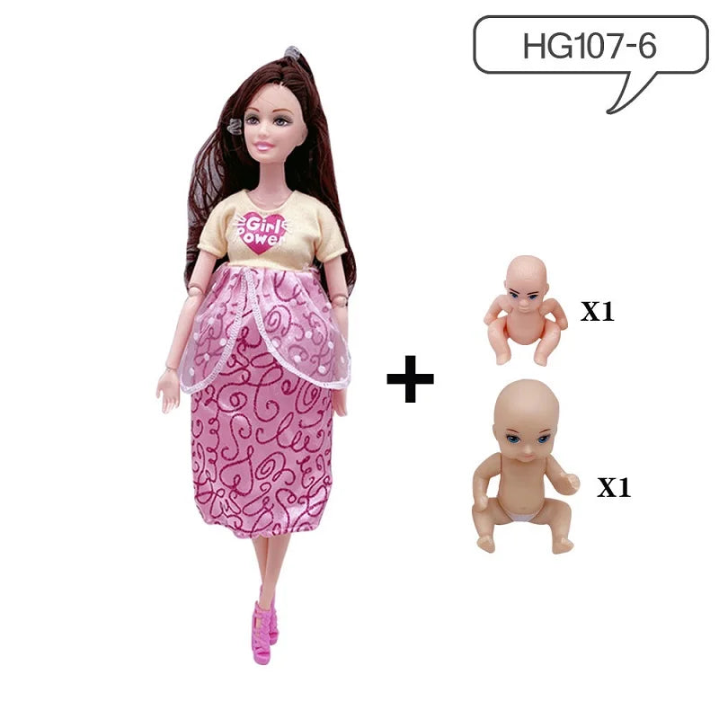 Hot Sale 11.5 Inches Pregnant Doll Mom Have 2Pcs Baby in Her Tummy with 1Pc Clothes Educational Dolls Girl Toy for Girl Gift