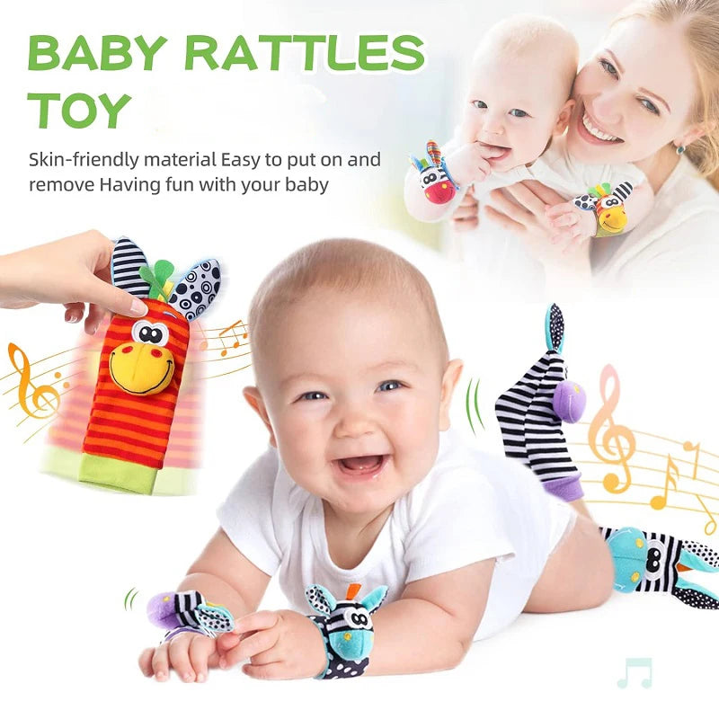 Baby Wrist Rattles Socks Newborn Animal Socks Infants Foot Finder 0-12 Months