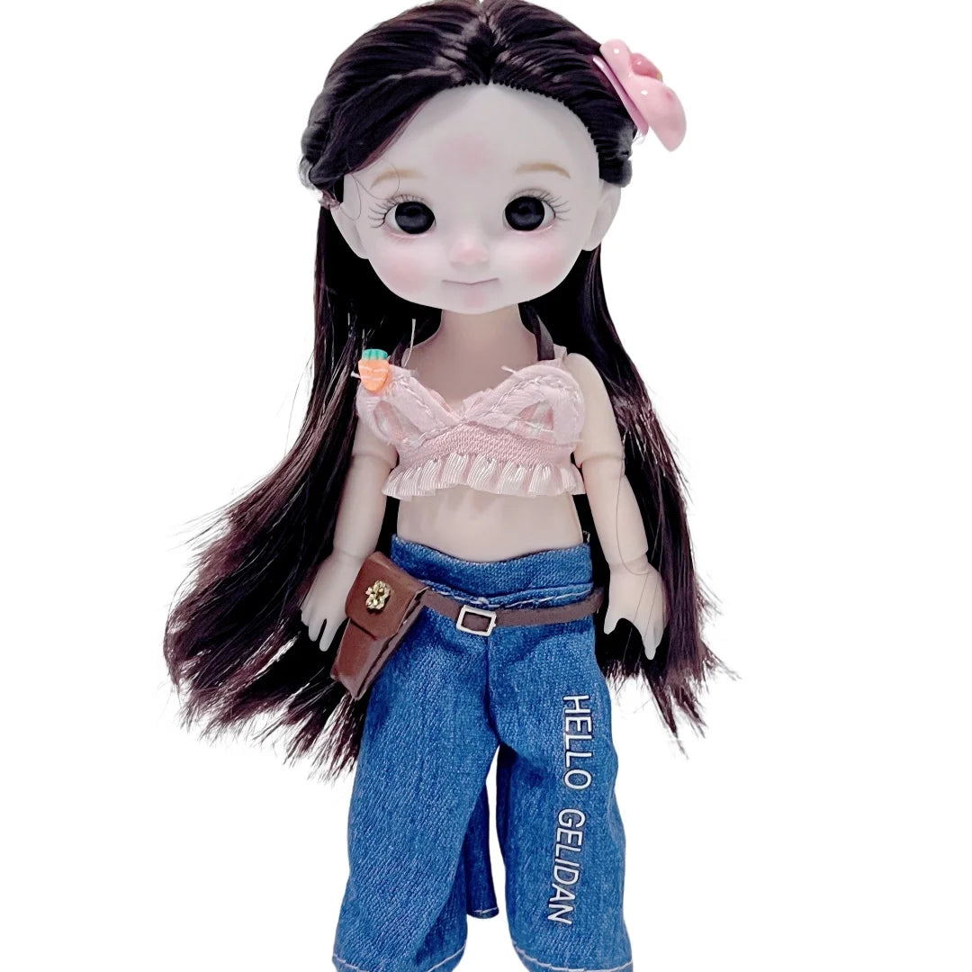 1/12 15-17cm BJD Dolls Cute Princess Dress Up Doll 13 Movable Joint 3D Eyes Toy Kids Doll Toys for Girls Birthday Xmas Gifts
