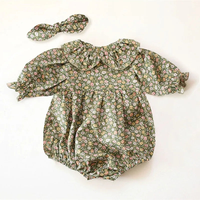 Floral Short Sleeve Romper With Bow