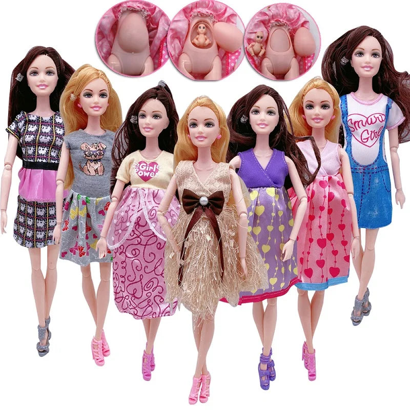 Hot Sale 11.5 Inches Pregnant Doll Mom Have 2Pcs Baby in Her Tummy with 1Pc Clothes Educational Dolls Girl Toy for Girl Gift