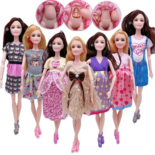 11.5 Inches Pregnant Doll Mom Have 2Pcs Baby in Her Tummy with 1Pc Clothes