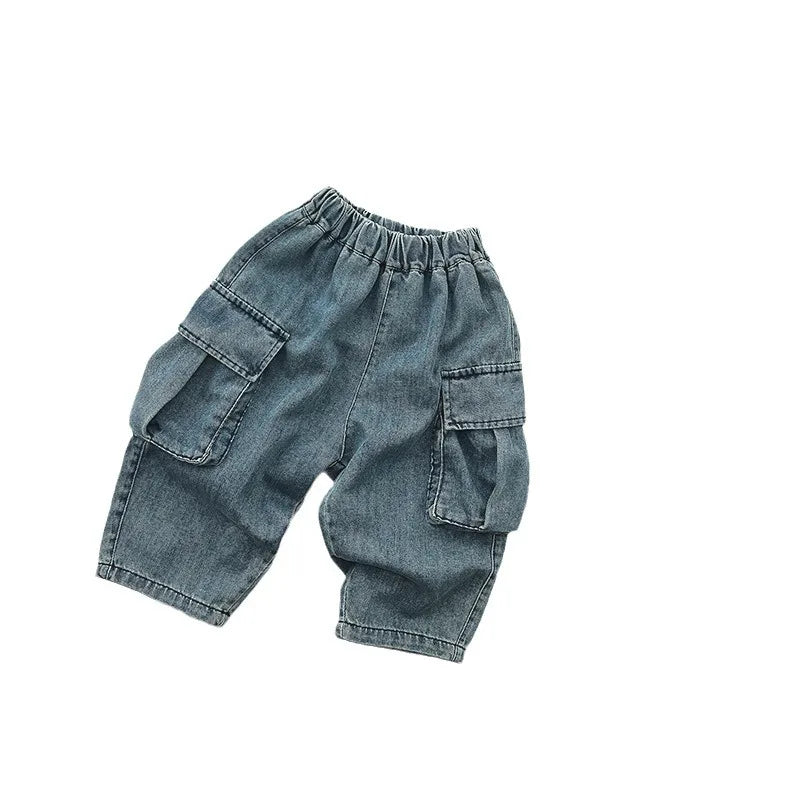 Hugo Loose Jeans Fashion Baby Solid Versatile Casual