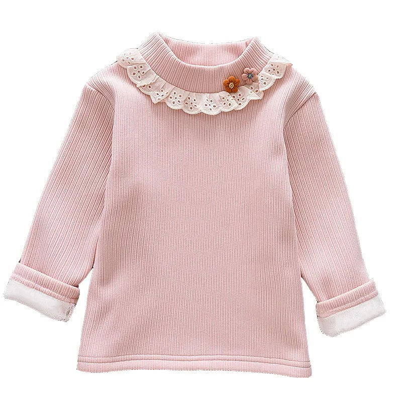 Rita Half Neck Long Sleeve Lace Trim Top