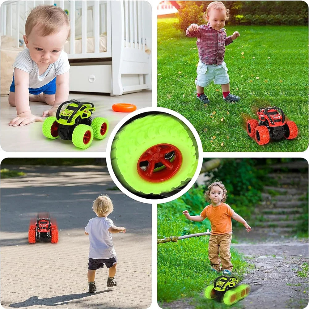 Monster Trucks Toys for Boys - Toddler Push & Go Stunt Cars with Flip Action, Race Car Set for Kids
