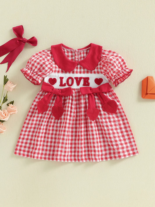 Valentine's Day Dress for Girls with Heart Embroidery