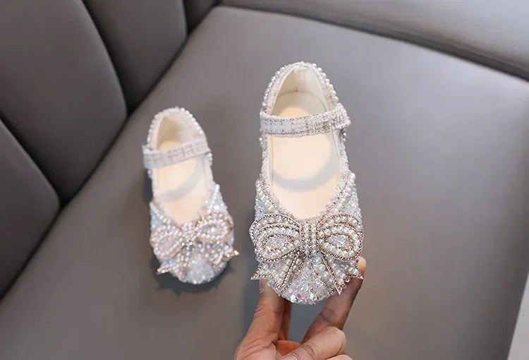 Kids Girls Sandals Fashion Sequins Rhinestone Bow Girls Princess Baby Girl Shoes