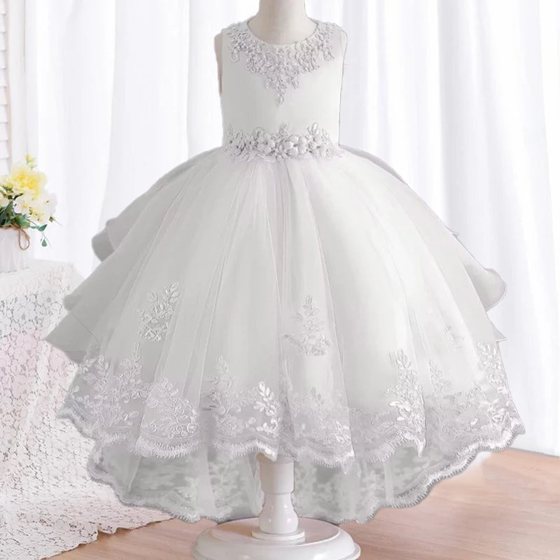 Children's Dress Girls' Open Back Lace Skirt Flower Girl Fashionable Wedding Dress