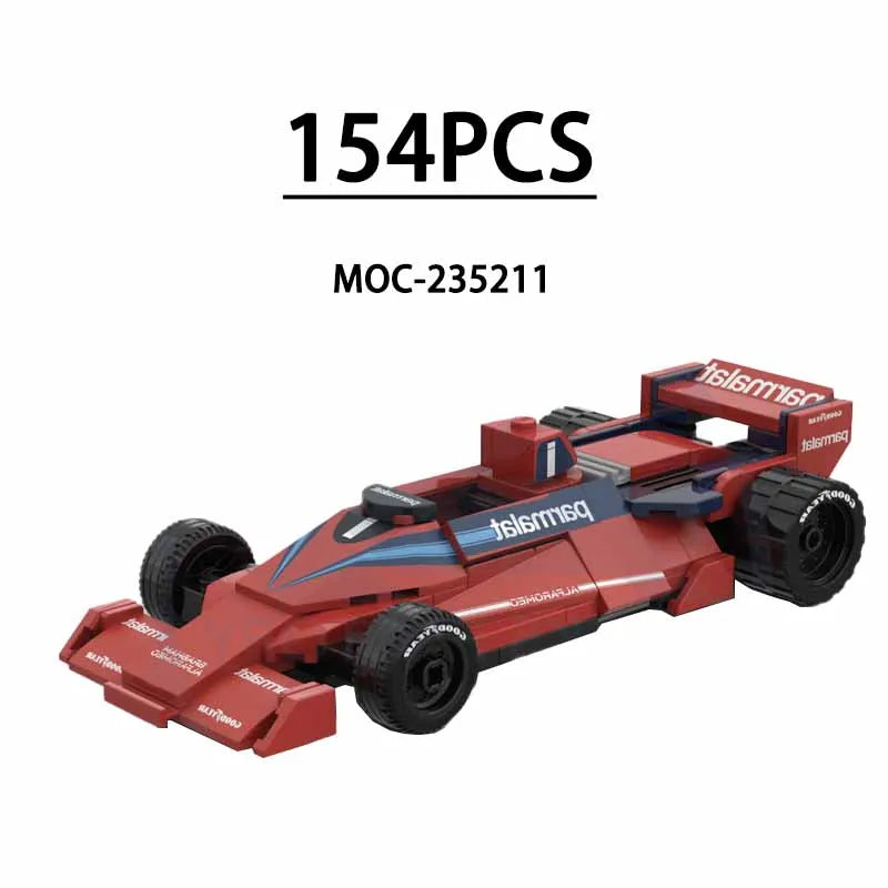F1 Racing Car Building Blocks 8-Grid Racing Champion Vehicle (With Stickers) Children's Birthday Gift Christmas Toy Gift