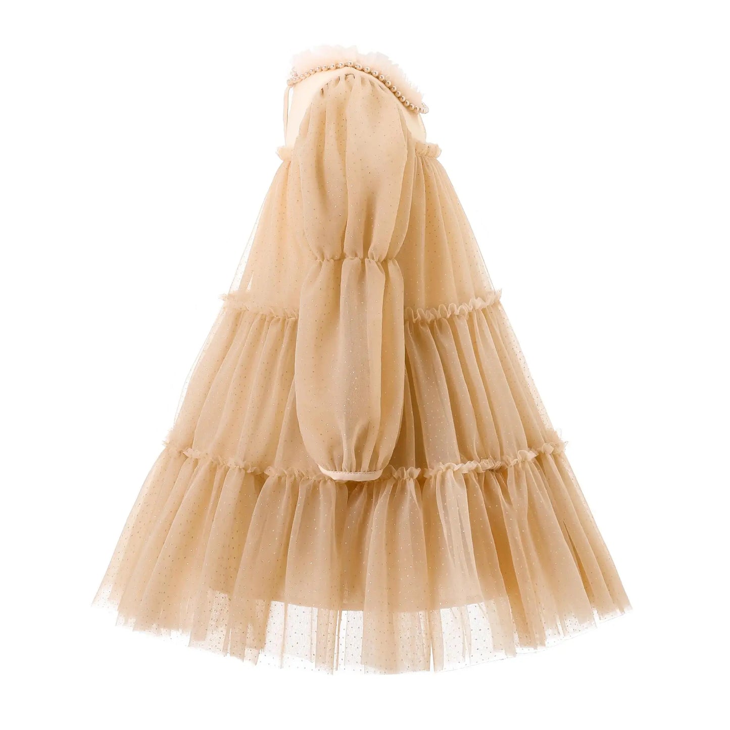 Girl Princess Dress 3 4 5 6 7years Round Collar Long Sleeves Baby Party Dress
