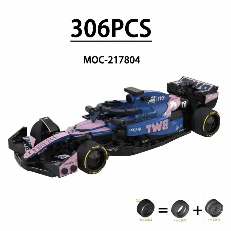 F1 Racing Car Building Blocks 8-Grid Racing Champion Vehicle (With Stickers) Children's Birthday Gift Christmas Toy Gift