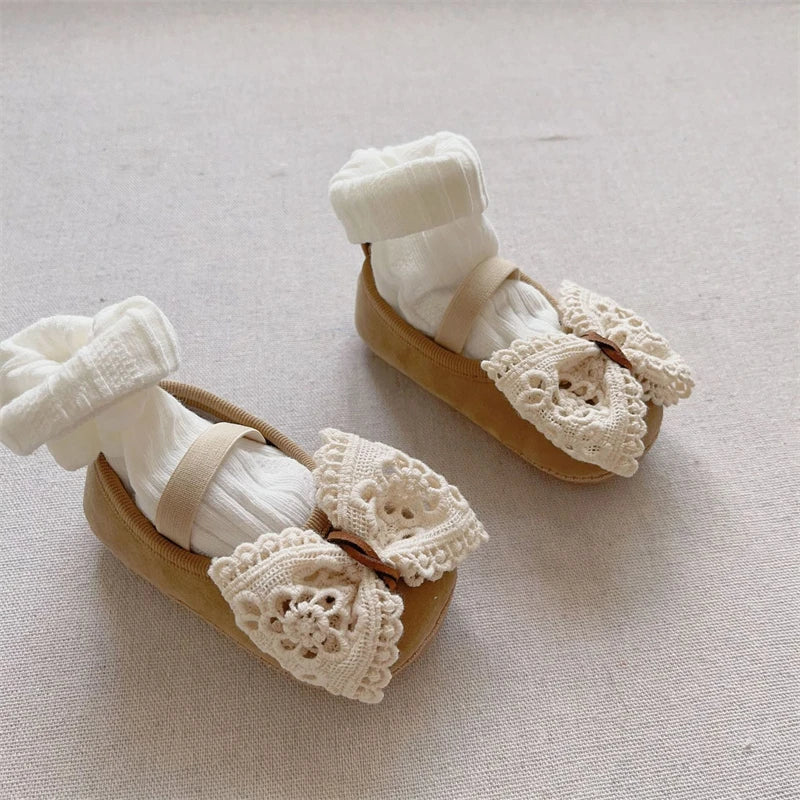 Baby Girls Shoes Autumn Winter Children Lace Bow Princess Shoes