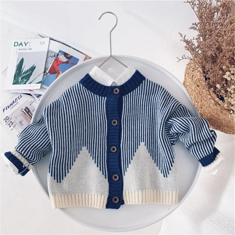 Martina Patchwork Korean Edition Baby Boy Knitted Single Breasted Children's