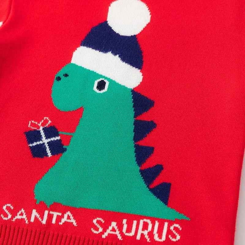 Augusto Winter Christmas Dinosaur Print Sweaters