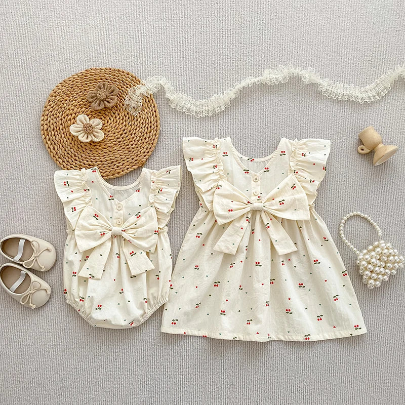 Sister Cherry Print Outfit