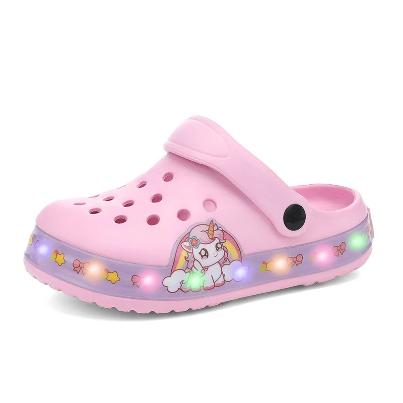 Pink Summer Kids Sandals with Cartoon Print