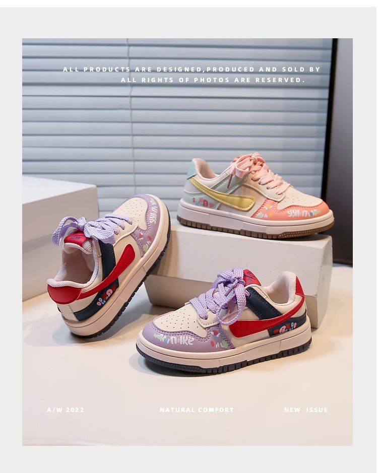 Girls Shoes Children Fashion Hip-hop Punk Graffiti Skateboard