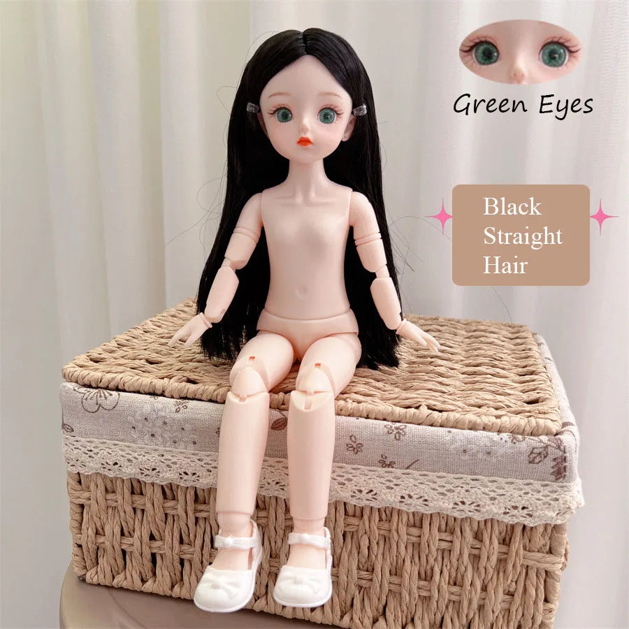 BJD Doll Nude Haploid Multiple Removable Joints 30cm 1/6 3D Grey Green Purple Blue Attractive Eyes Doll Girls Birthday Gift Toy