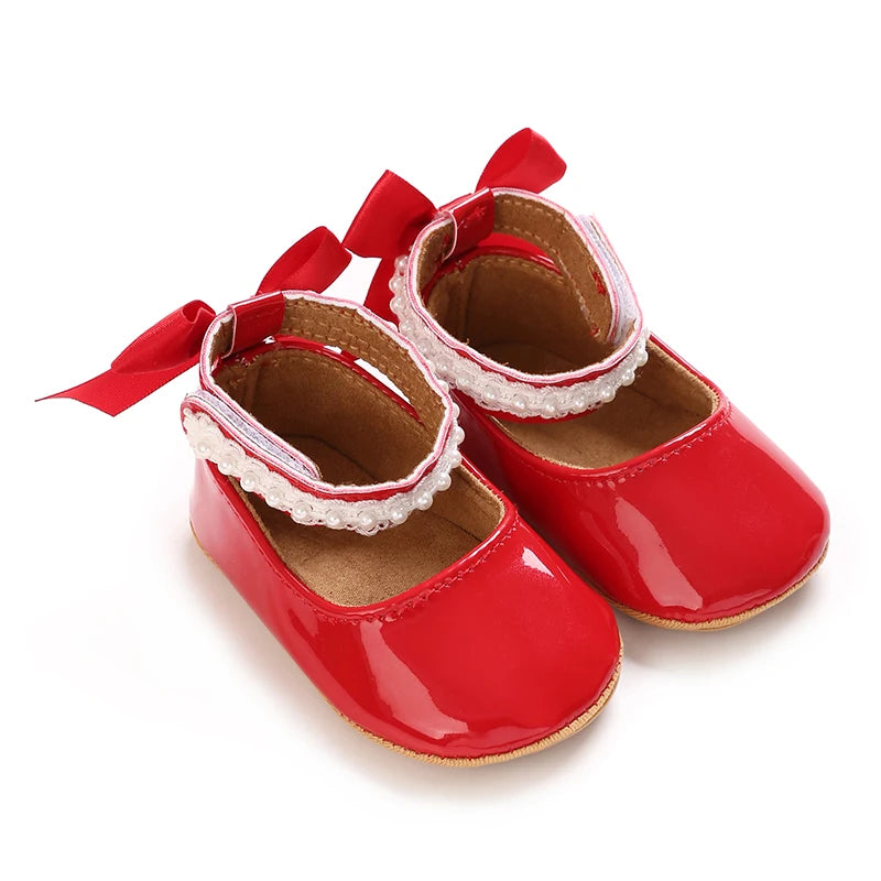 Baby girl princess shoes birthday shoes 0-18 months baby walking shoes soft soled bow shoes