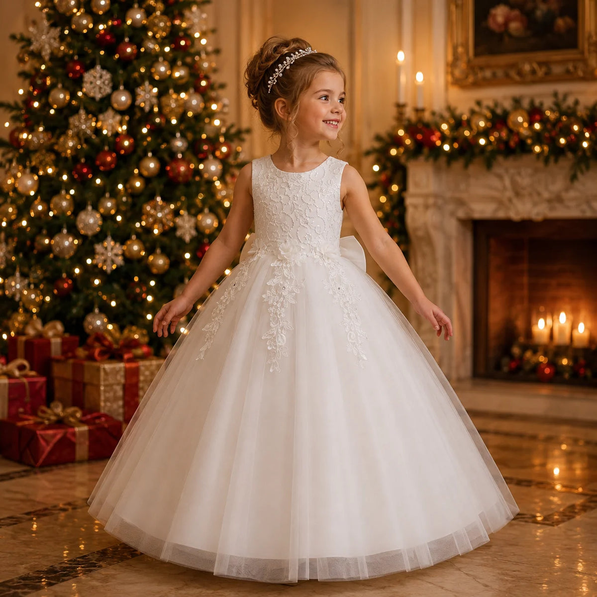 New Flower Girl Dress Dressed Up for Birthday Party Evening Dress