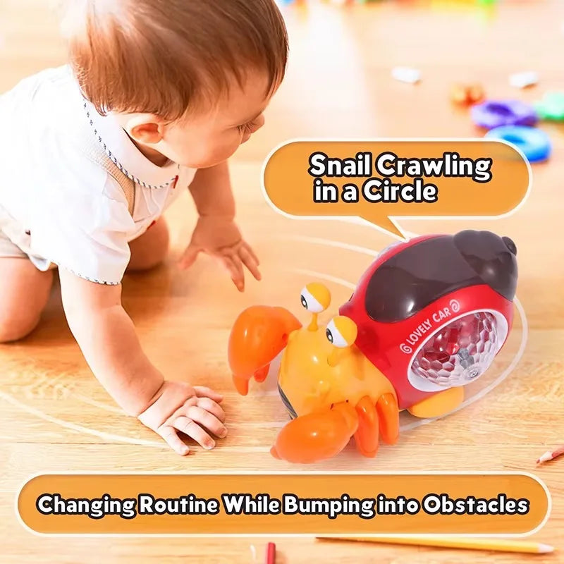 Luminous Snail Toy,Baby Electric Snail Toy, Musical Crawling Toys