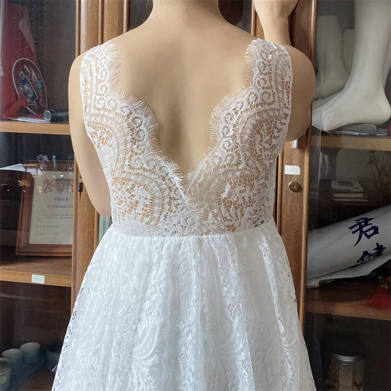Girls Fashion Open Back Princess Dress 3-12 Years Old New Mesh Lace Long Dress