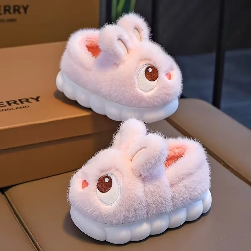 Kids Non-Slip Cotton Slippers with Cute Rabbit Design