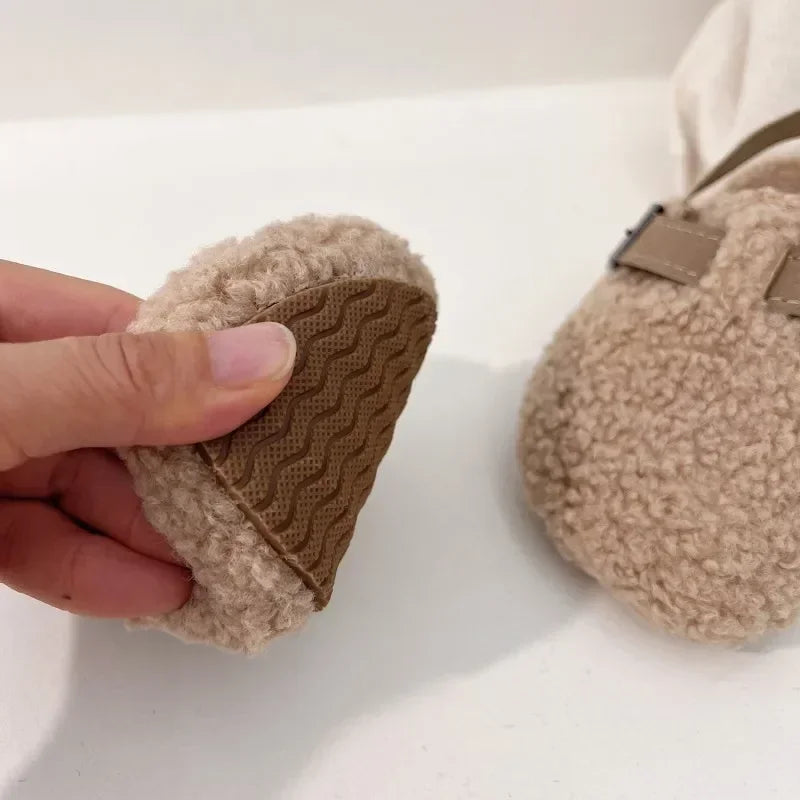 Children's Fleece Elastic Clogs Baby Boys Girls Plush Slipper Toddler Prewalker Footwear
