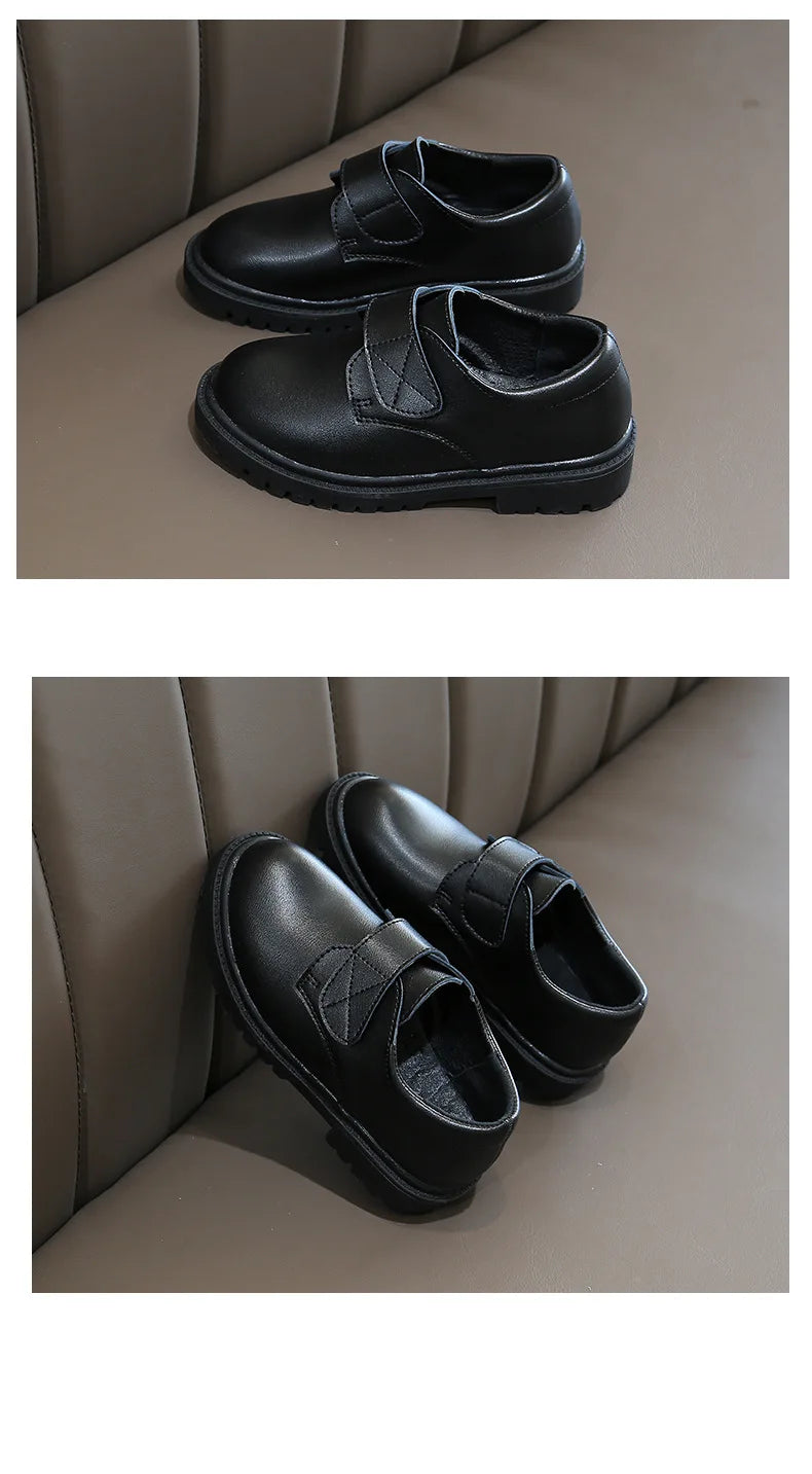 Boys Shoes Children Leather Shoes For Big Kids Teenagers Size 27-38 For Big Boy Formal Wedding Shoes British Style Simple Black