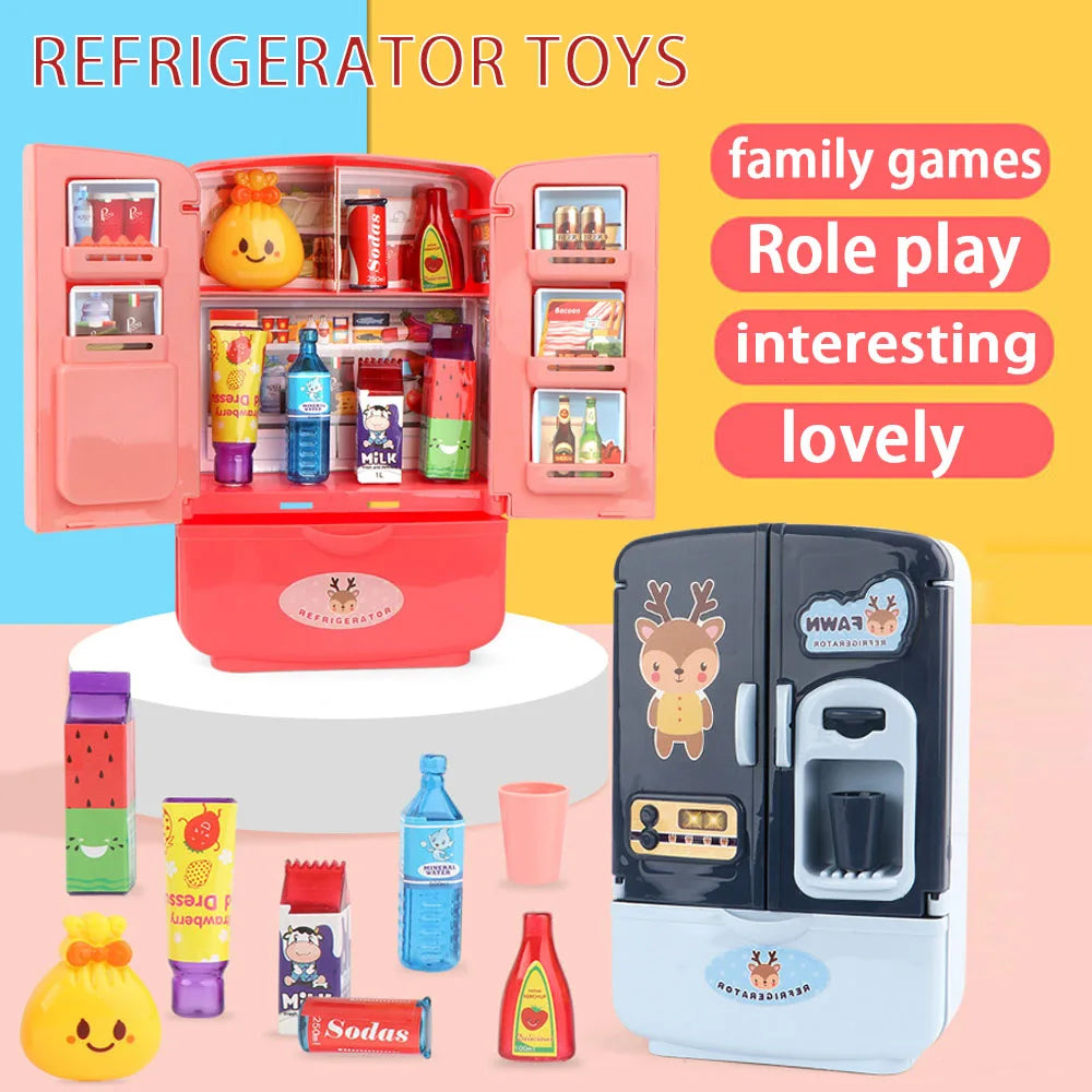 Mini Doll Fridge Furniture Kitchen Miniatures Refrigerator Role Playing Game Montessori Play Food Toys for Girls