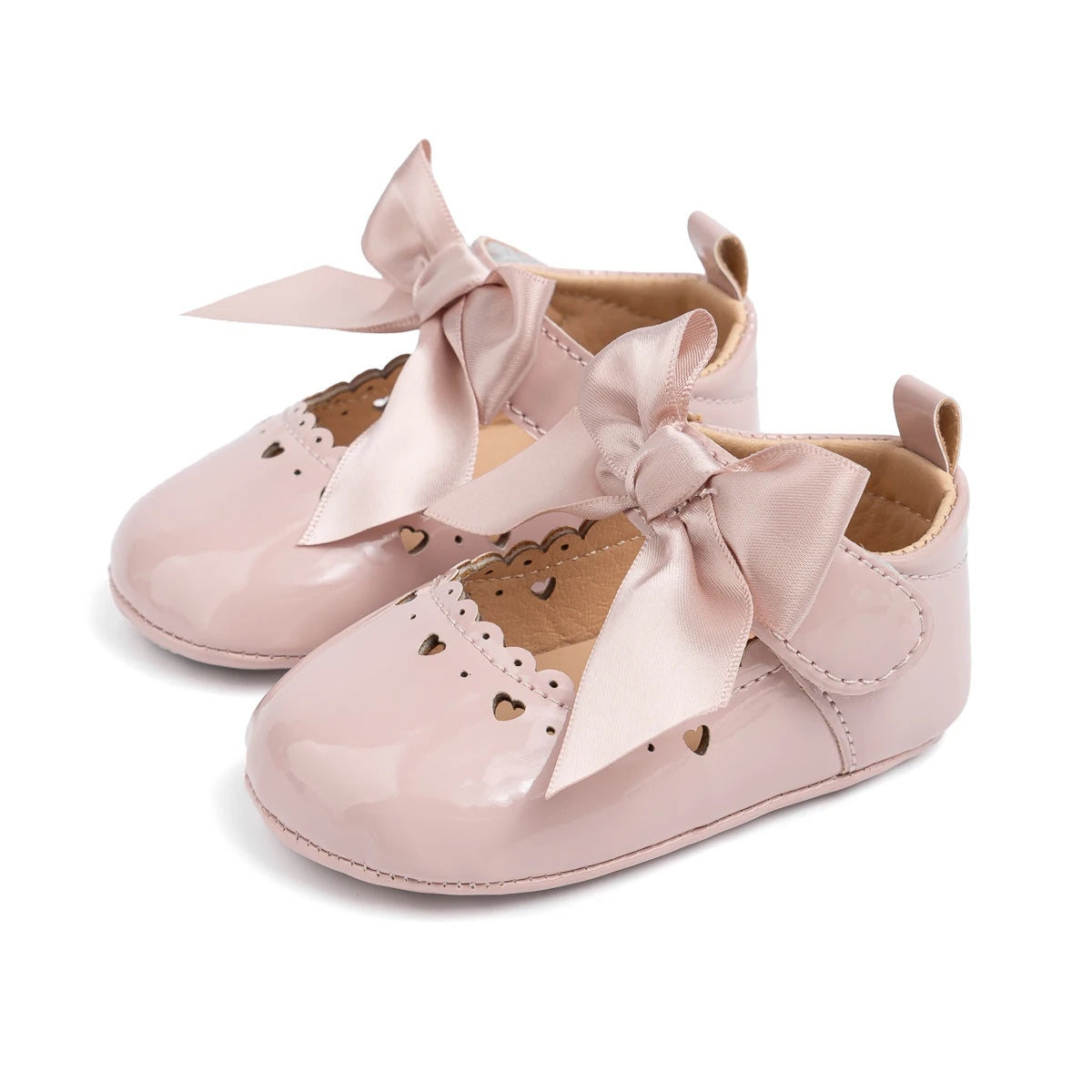Newborn Baby Girl Shoes Soft Sole Infant Toddler Mary Jane Flats Princess Bowknot Patent Leather Dress Shoes Wedding Party Gift