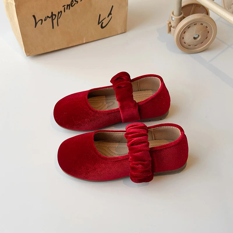Spring Girl's Casual Shoes Round Toe Shallow Hook-loop Chic Kid's Flat Shoe Solid Colors Anti-slip Daily Comfy Children Shoe