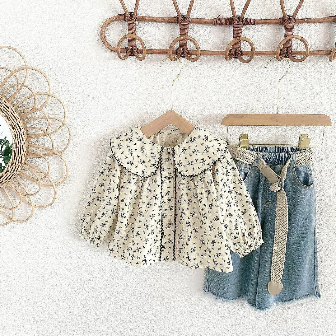 Fiona Long Sleeve Print Turn Down Collar Tops