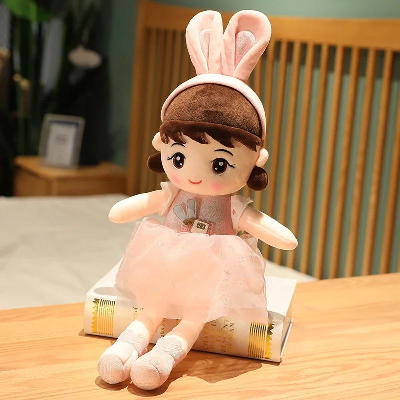 45cm Kawaii Plush Girl Dolls with Rabbit Ear Soft Stuffed Dolls Lovely Plush Toys Girl Toys Kids Birthday Valentine Gift