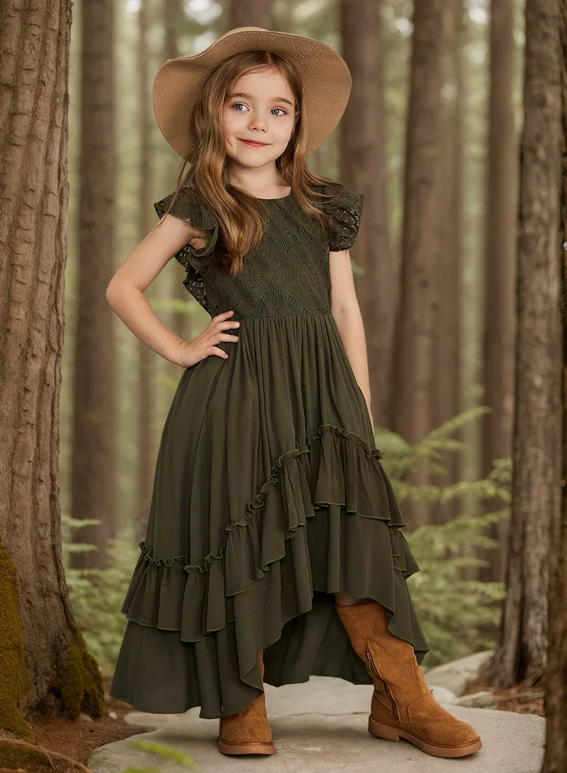 Flower Girls Dress Baby Kids Lace Dress Baby Kids Bohemia Elegant Princess Party